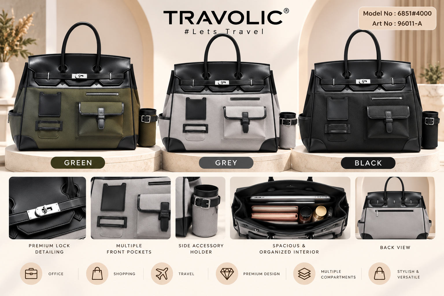 TRAVOLIC Premium Luxury Tote Handbag for Women – Elegant Office & Everyday Carry Bag